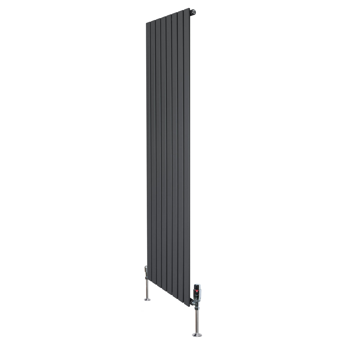 Flat Single Column Radiator & Valves 1800mm x 560mm Anthracite Grey