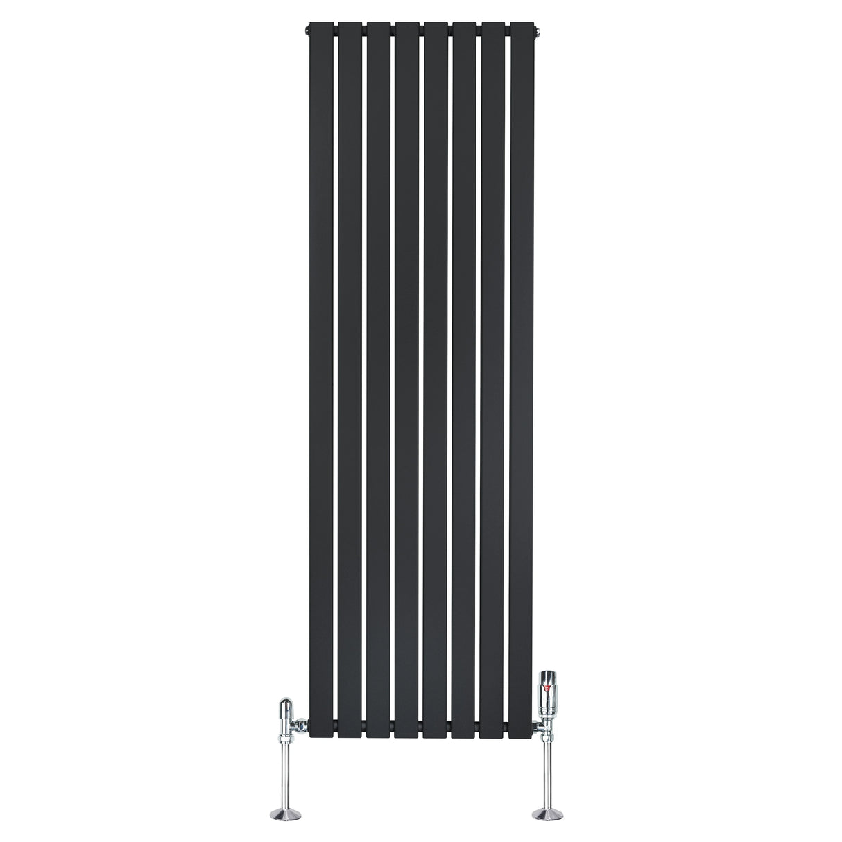 Flat Single Column Radiator & Valves 1800mm x 560mm Black