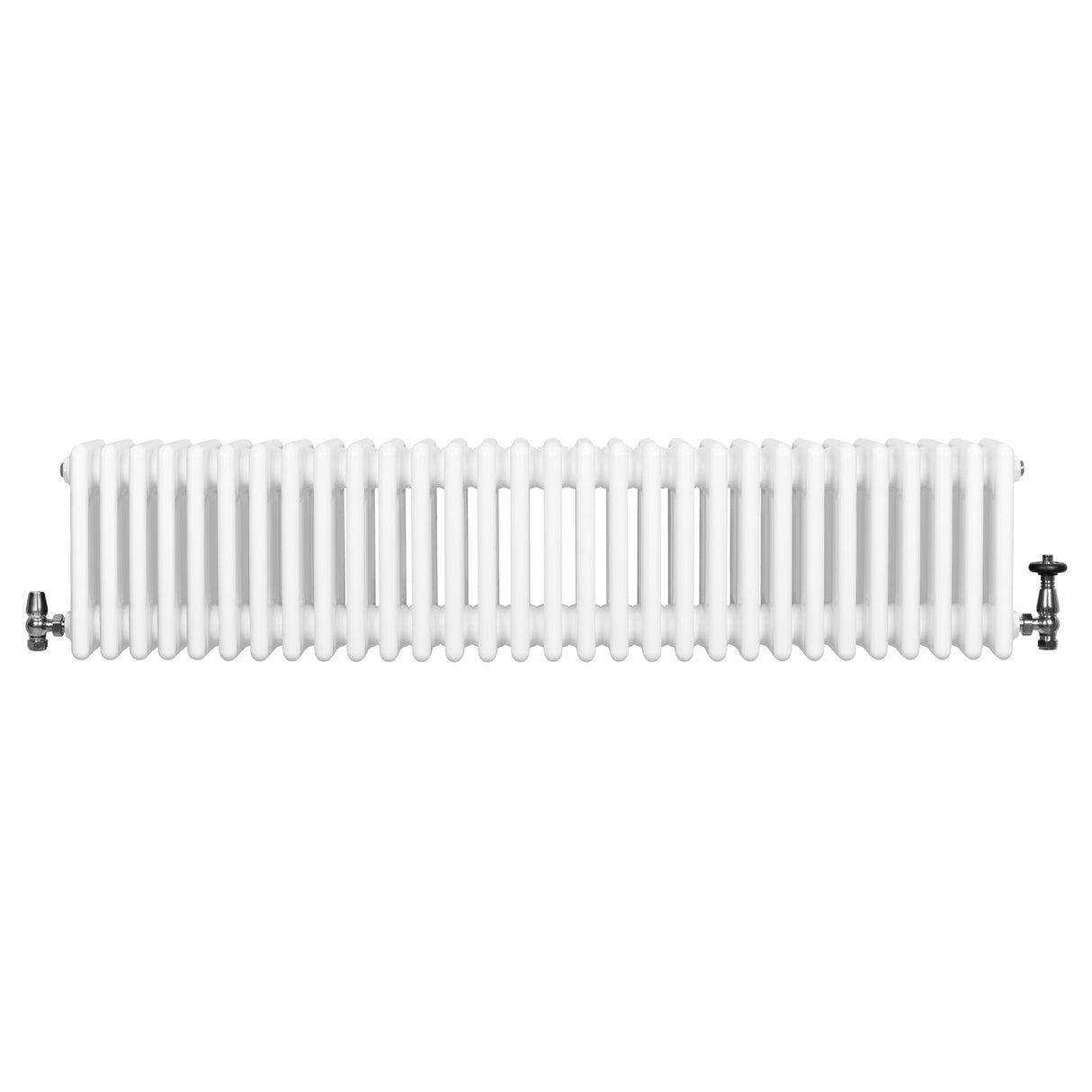 Traditional 4 Column Radiator & Valves - 300 x 1370mm - White