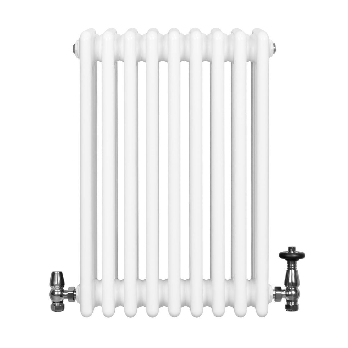 Traditional 4 Column Radiator & Valves - 600 x 425mm - White