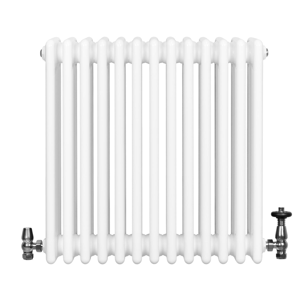 Traditional 4 Column Radiator & Valves - 600 x 605mm - White
