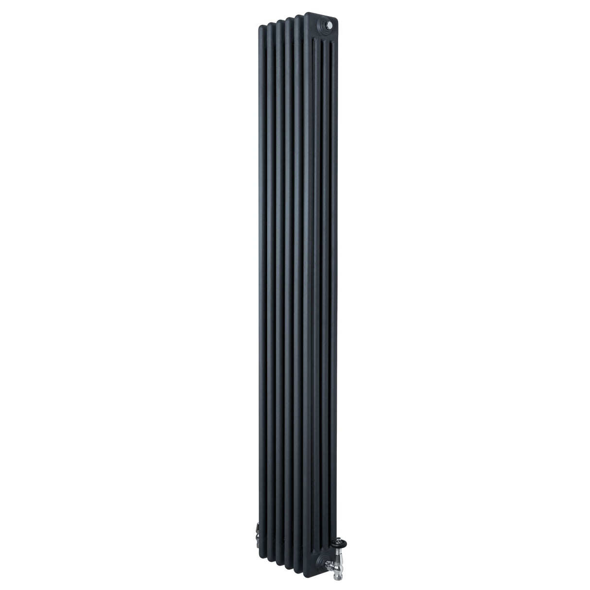 Traditional 4 Column Radiator & Valves - 1800 x 290mm - Anthracite Grey