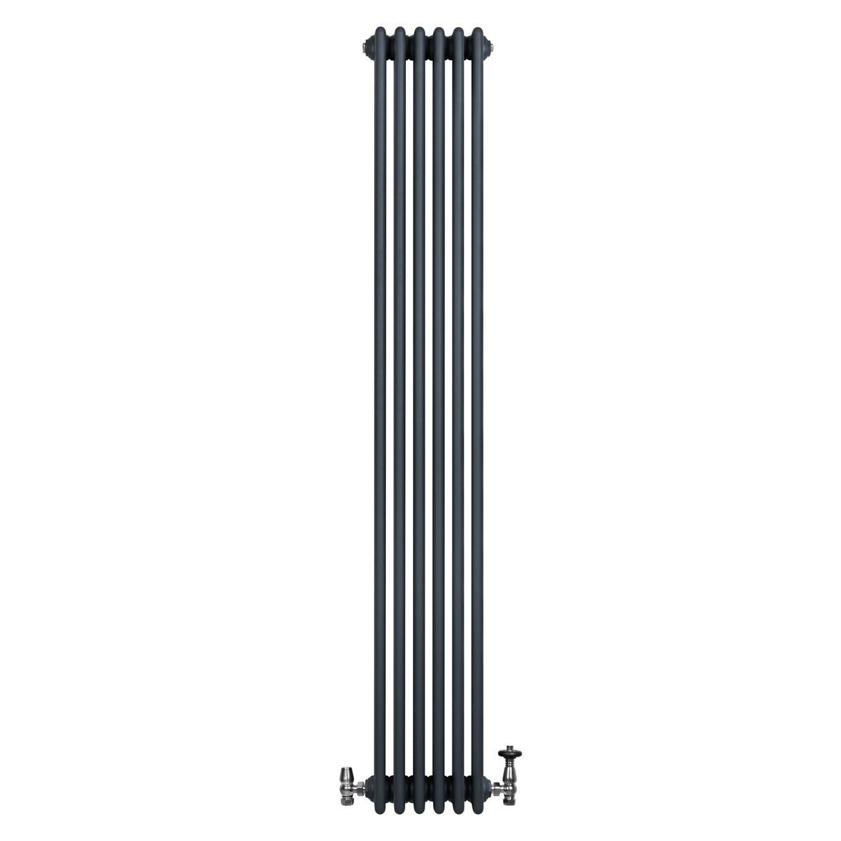 Traditional 4 Column Radiator & Valves - 1800 x 290mm - Anthracite Grey