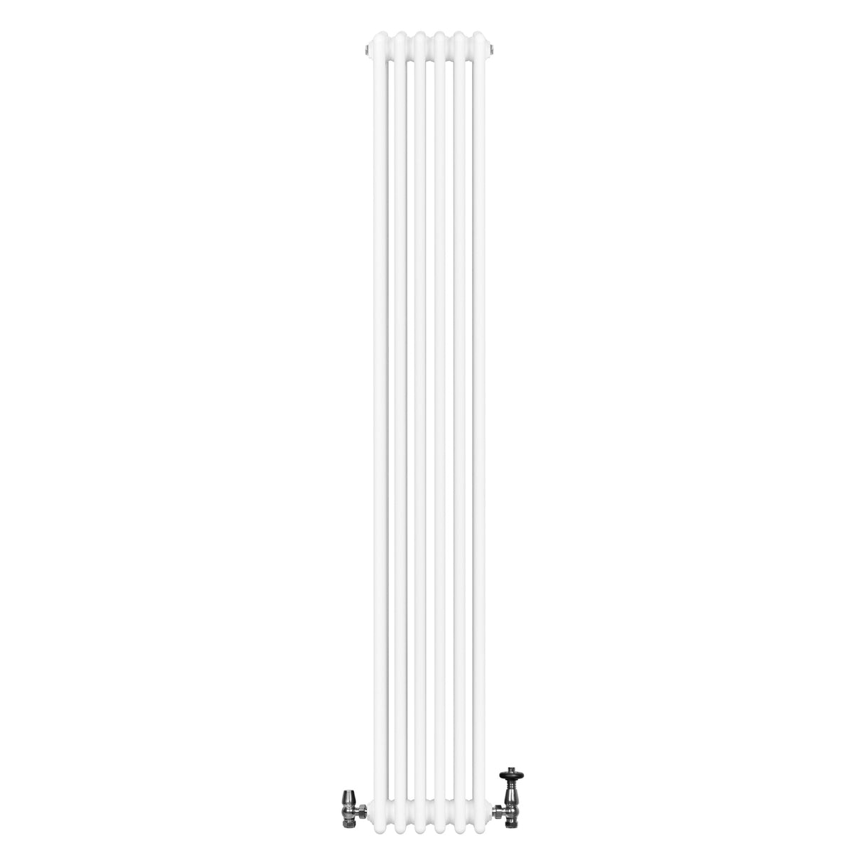 Traditional 4 Column Radiator & Valves - 1800 x 290mm - White