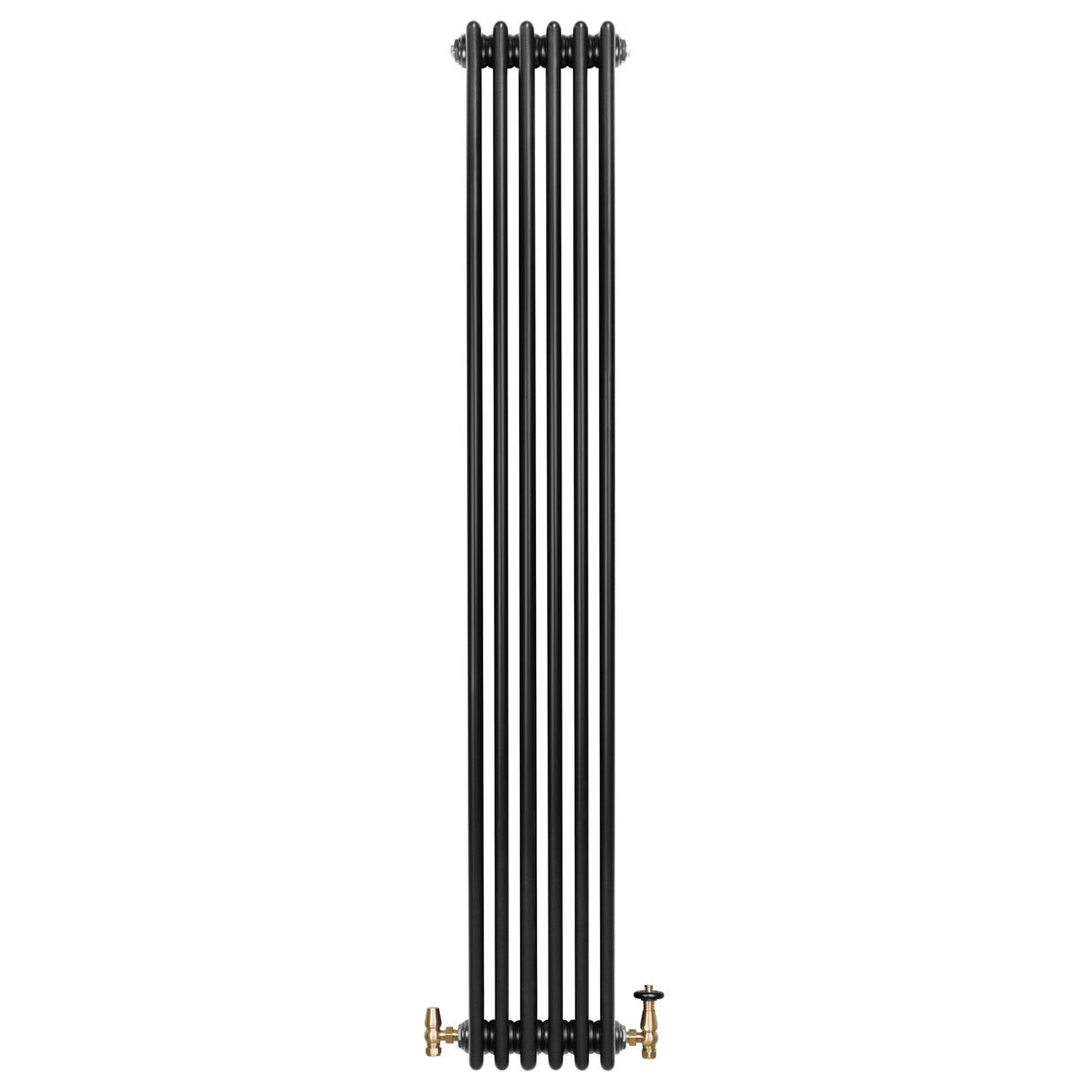 Traditional 4 Column Radiator & Valves - 1800 x 290mm - Black