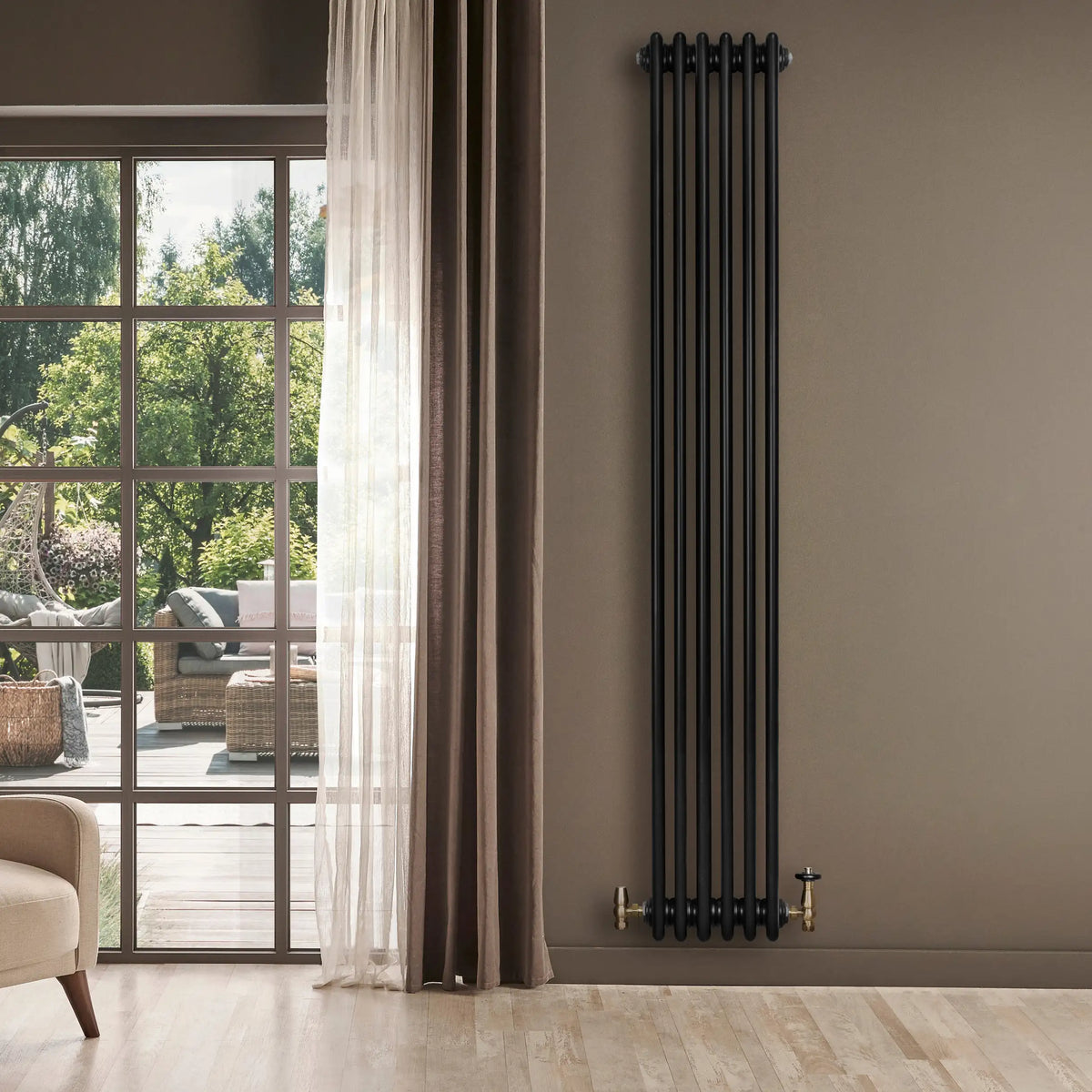 Traditional 4 Column Radiator - 1800 x 290mm - Black