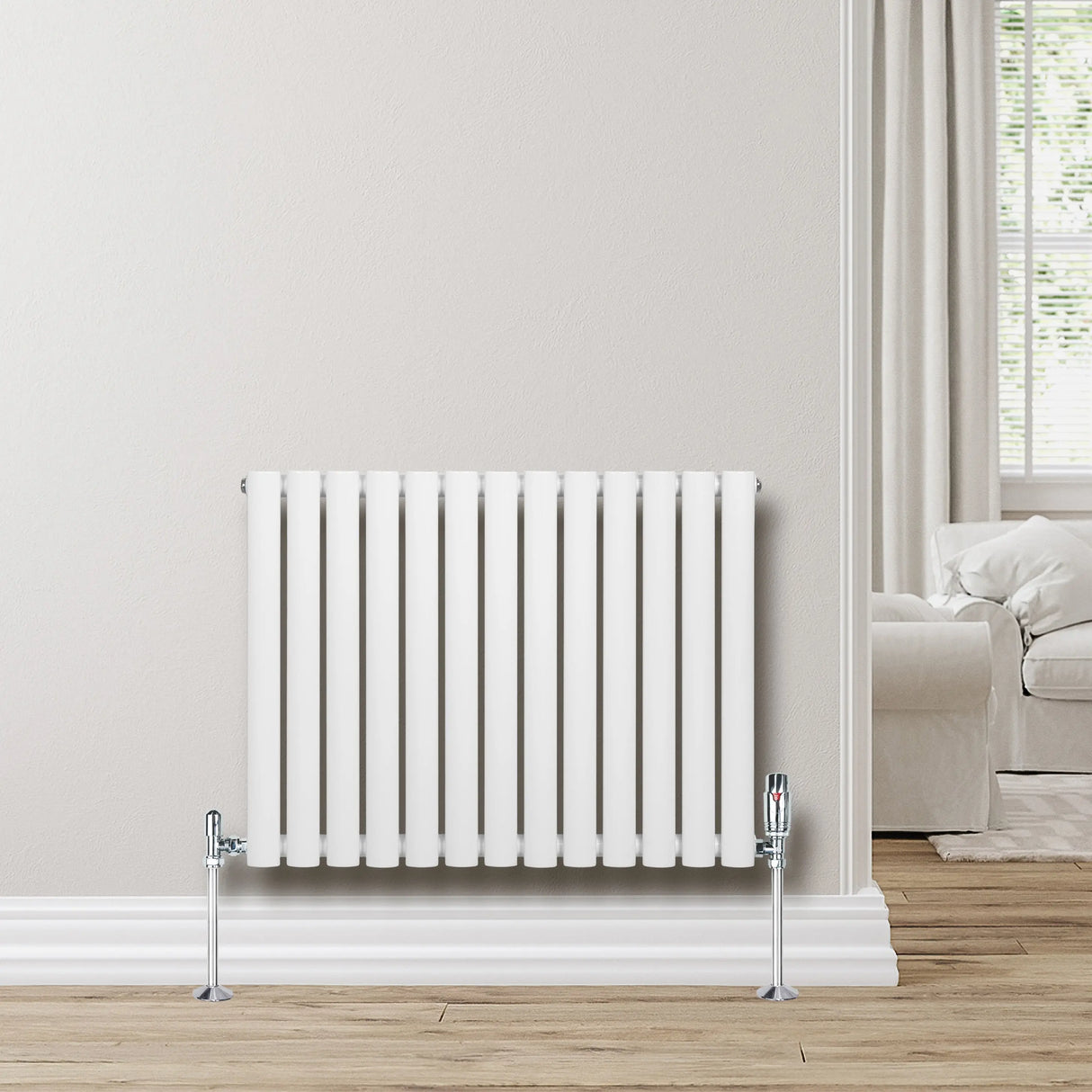 Oval Single Column Radiator - 600 x 780mm - White