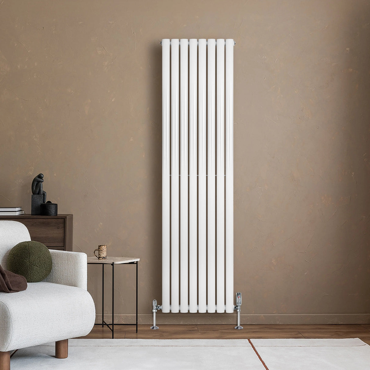 Oval Single Column Radiator - 1800 x 480mm - White
