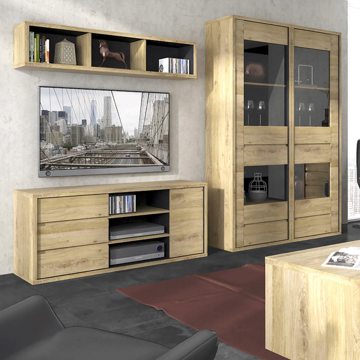 Shetland 1 Door 3 Drawer TV Cabinet