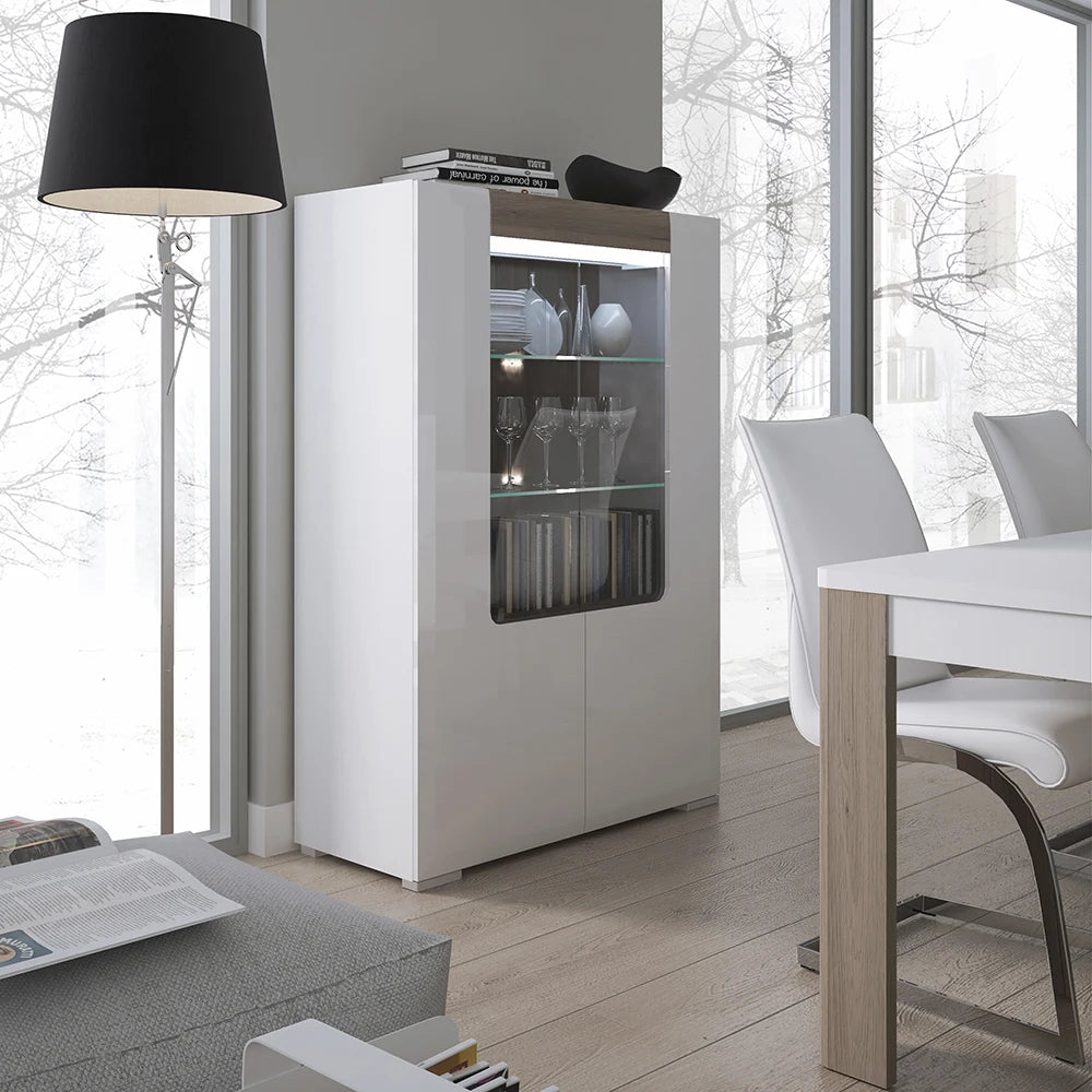 Toronto Low Glazed 2 Door Display Cabinet with Internal Shelves (Plexi Light)