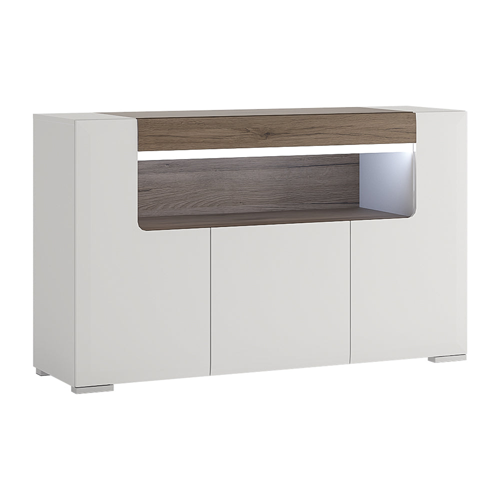 Toronto 3 Door Sideboard with Open Shelving and Plexi Lighting