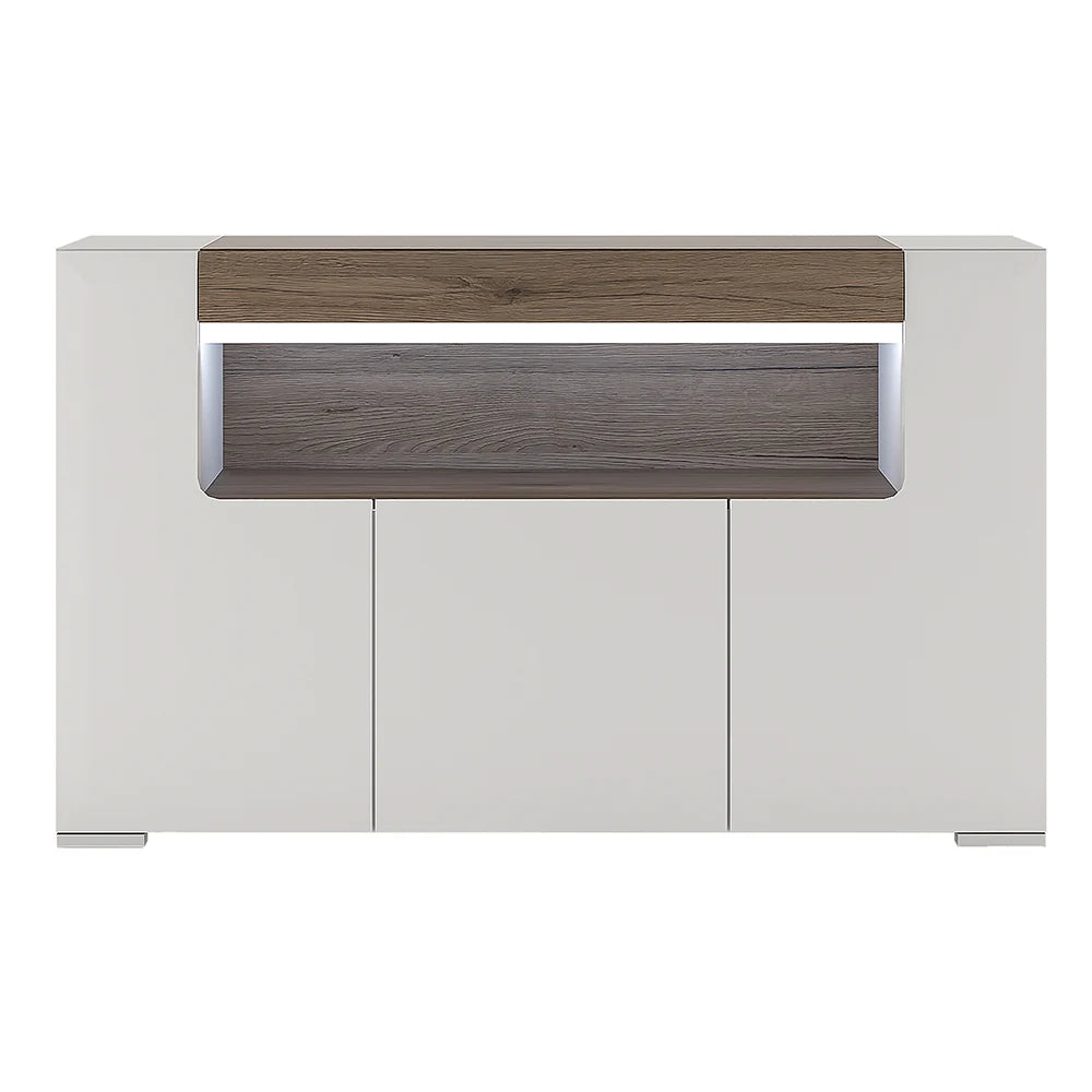 Toronto 3 Door Sideboard with Open Shelving and Plexi Lighting