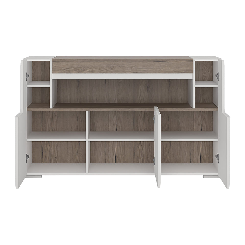 Toronto 3 Door Sideboard with Open Shelving and Plexi Lighting