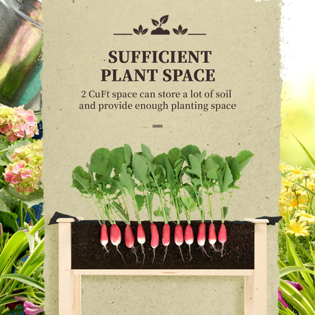 Outsunny Garden Wooden Planters14 Rectangular Raised Bed,Flower Box, Fir Wood Indoor/Outdoor, Oak Tone, 86L x 46W x 76Hcm