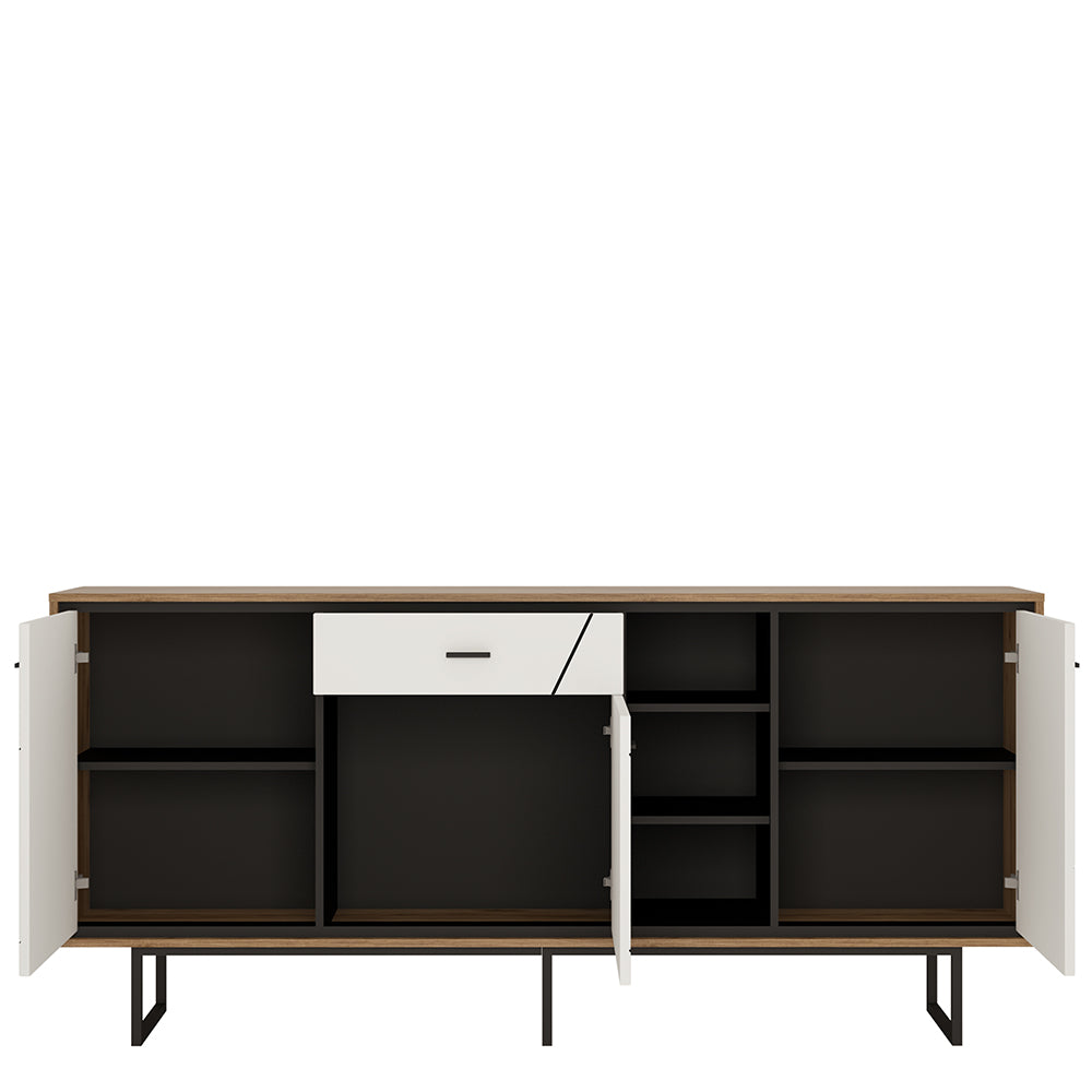 Brolo 3 Door 1 Drawer Sideboard in Walnut and Dark Panel Finish