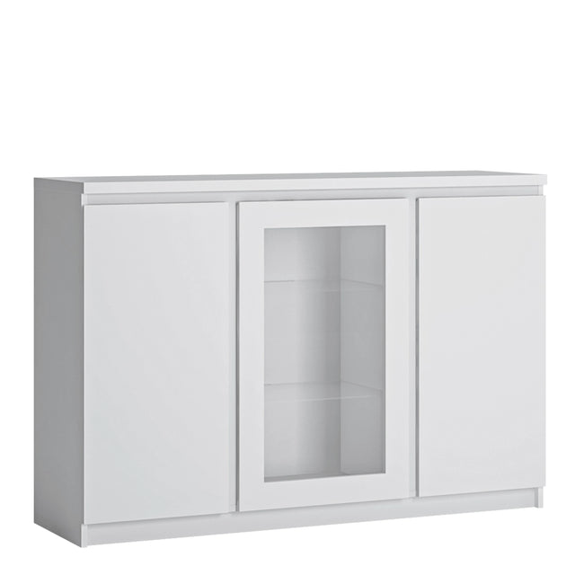 Fribo 3 Door Sideboard with Glazed Centre in White
