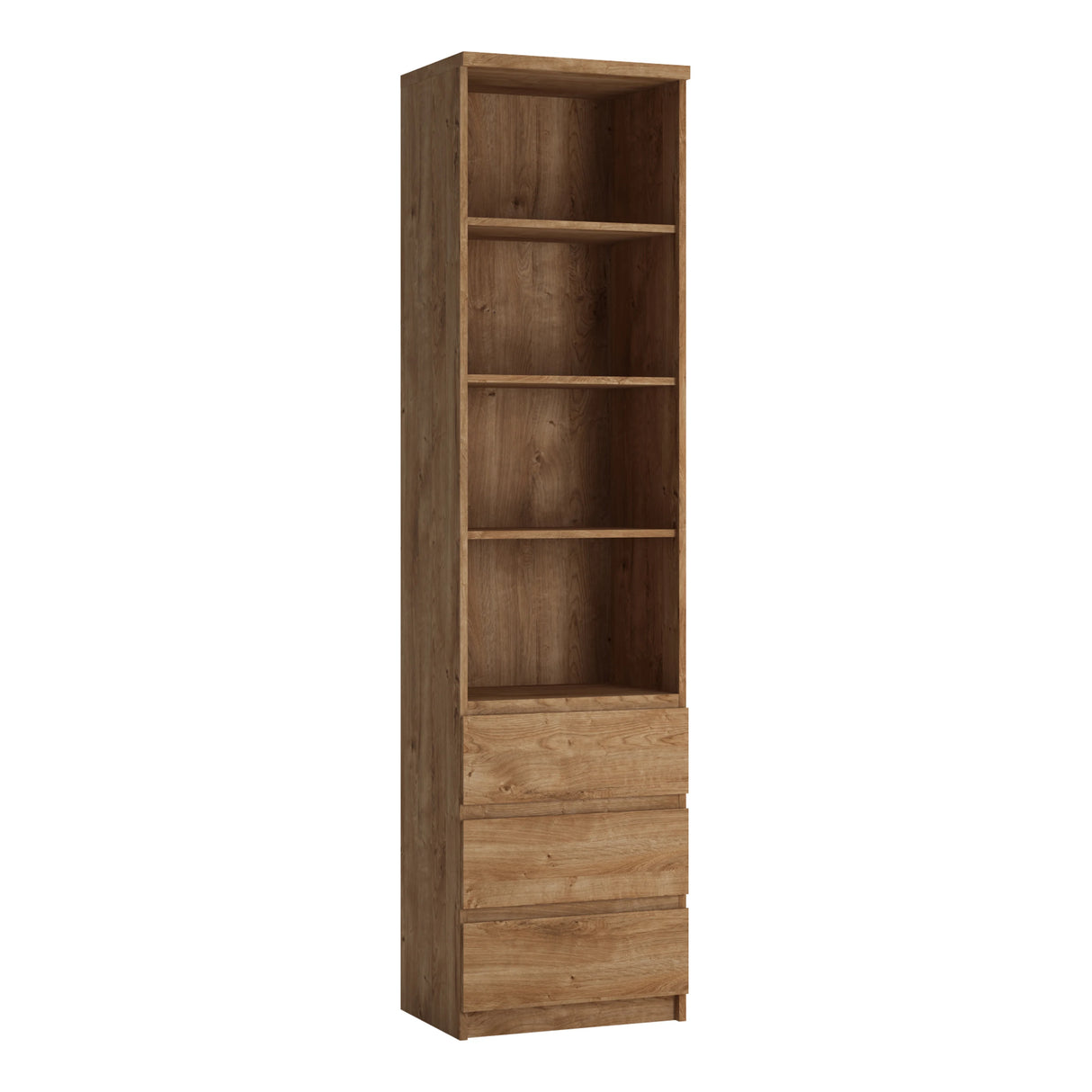 Fribo Tall Bookcase with 3 Drawers in Oak