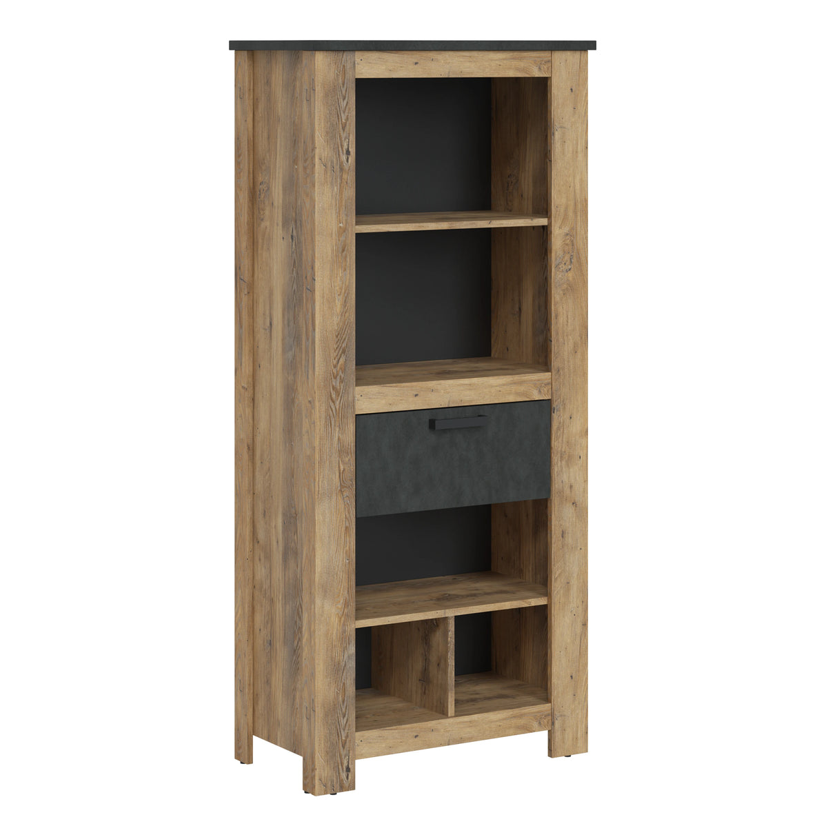 Rapallo 1 Drawer Bookcase Chestnut and Matera Grey
