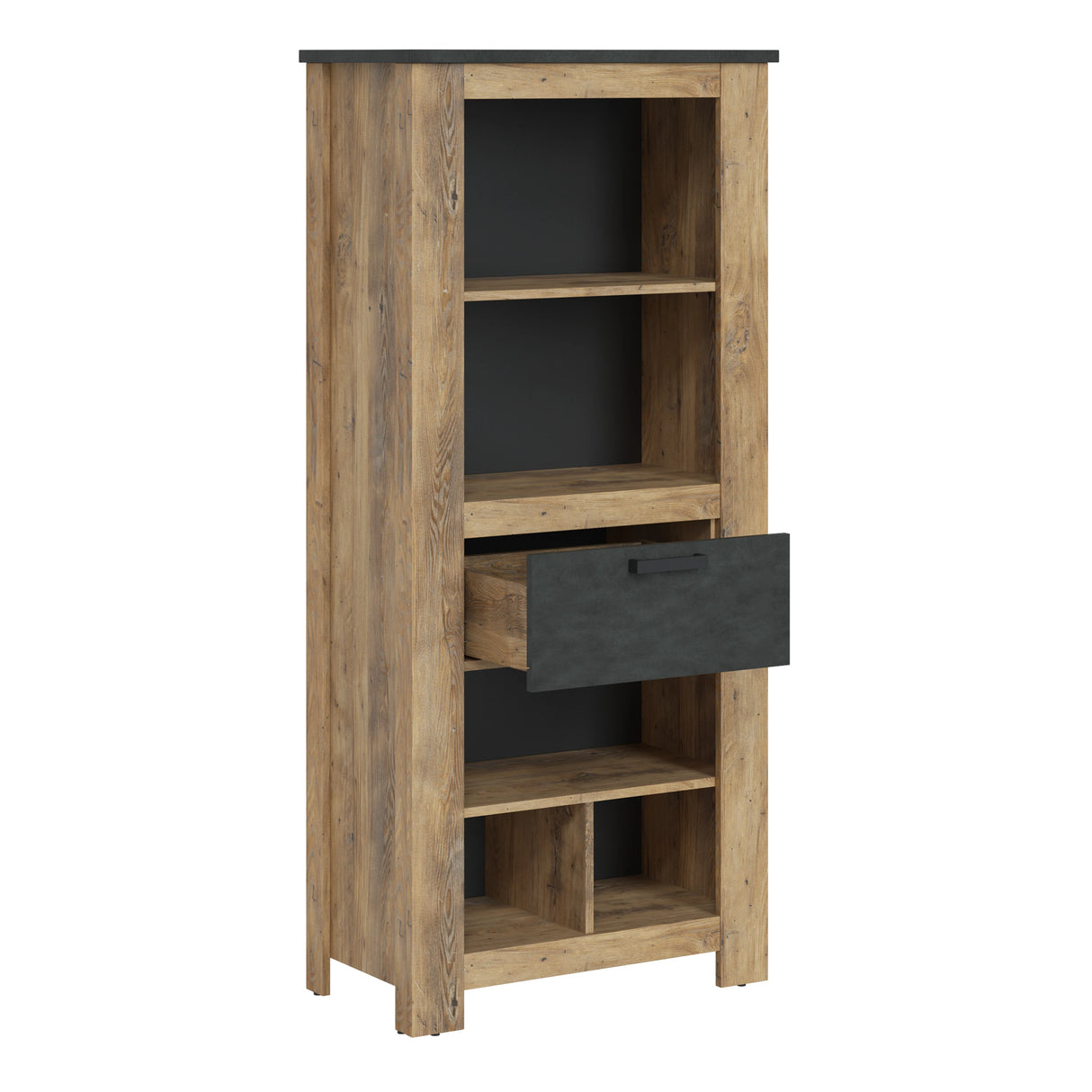 Rapallo 1 Drawer Bookcase Chestnut and Matera Grey