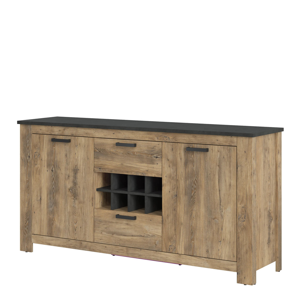 Rapallo Sideboard with Wine Rack in Chestnut and Grey