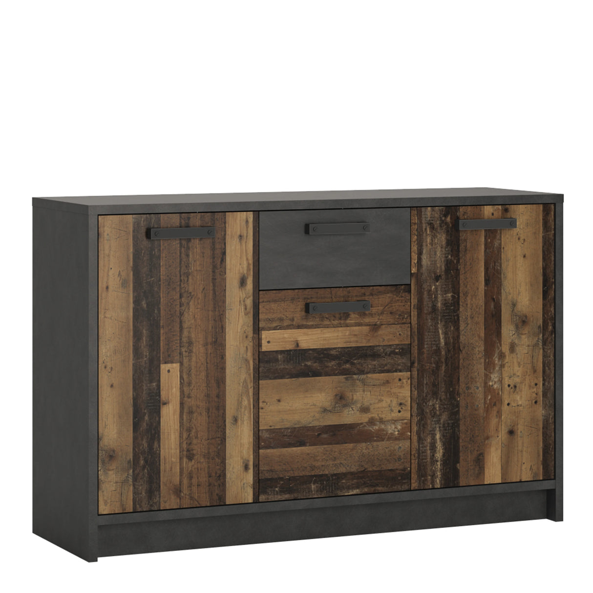 Brooklyn Cabinet 3 Doors and 1 Drawer Walnut and Dark Grey