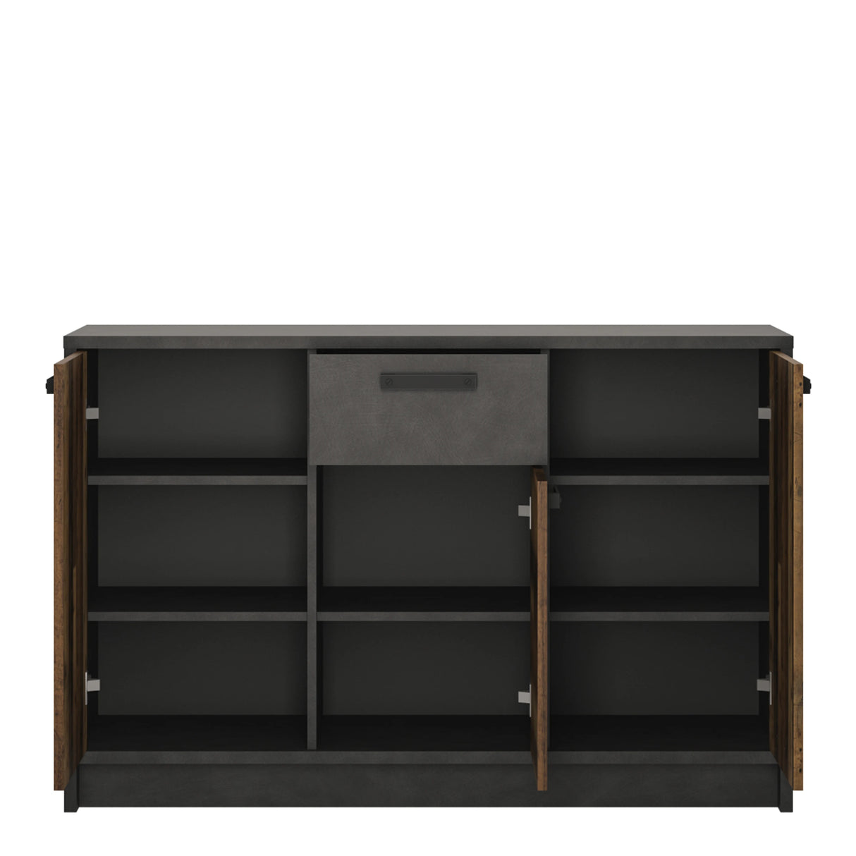 Brooklyn Cabinet 3 Doors and 1 Drawer Walnut and Dark Grey