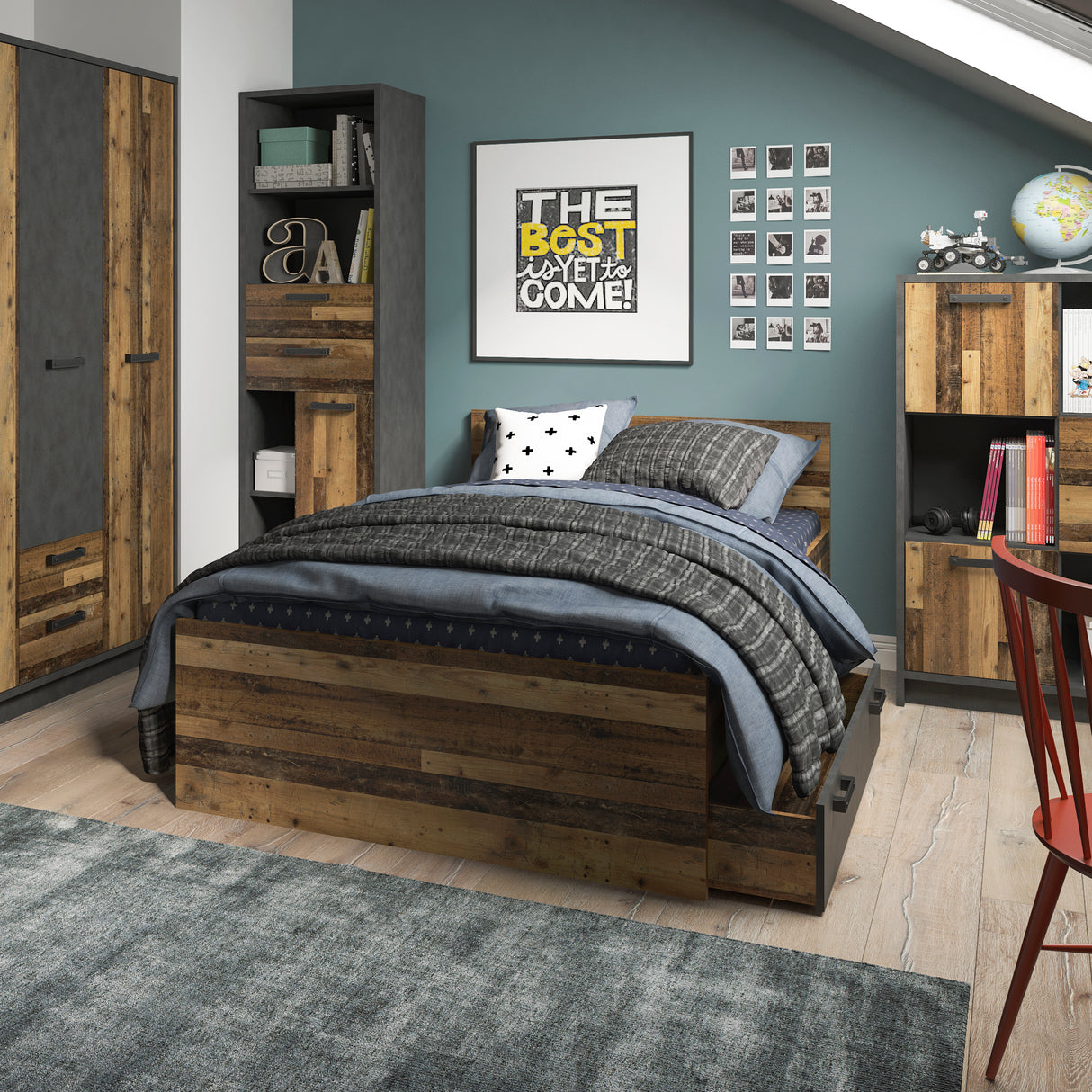 Brooklyn Single Bed 120 cm in Walnut