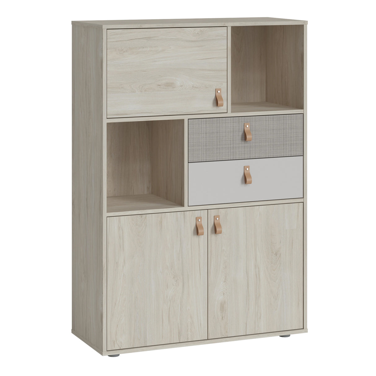 Denim 3 Door 2 Drawer Cabinet in Walnut Grey and Cashmere