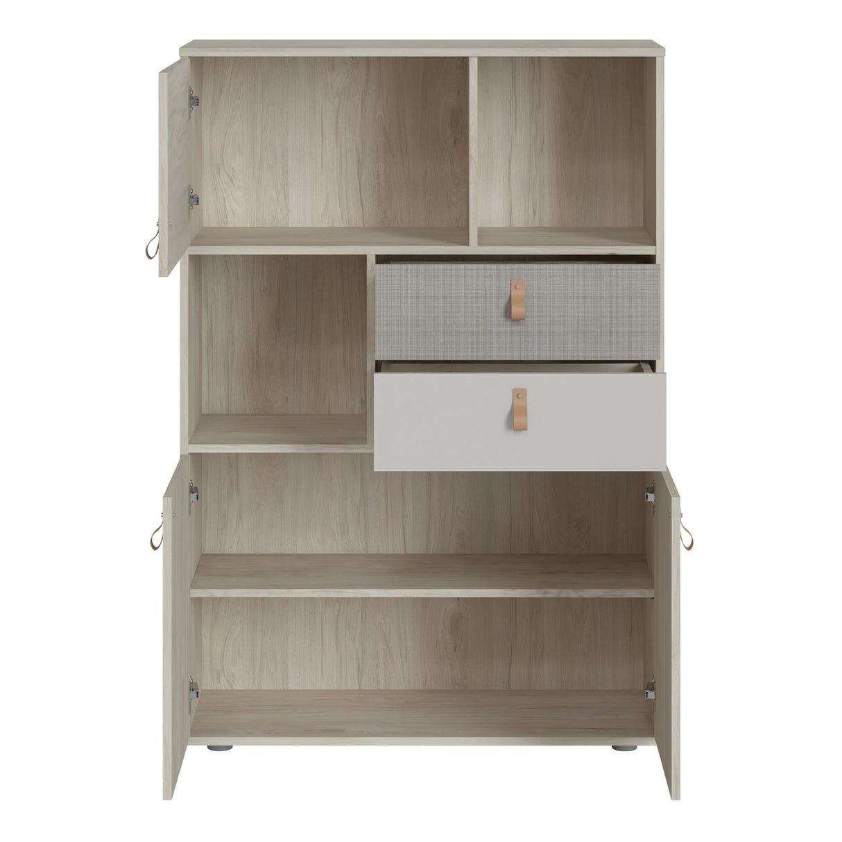 Denim 3 Door 2 Drawer Cabinet in Walnut Grey and Cashmere