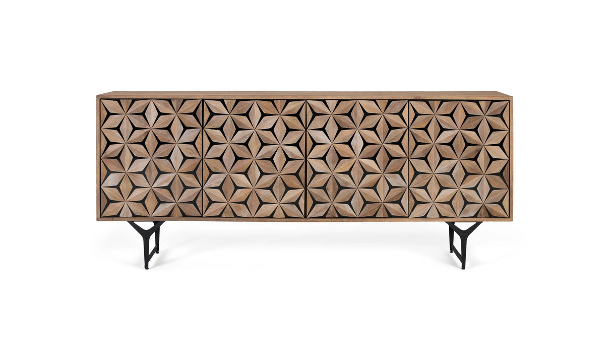 Giner and Colomer Mango Wood Sideboard With Metal Accents