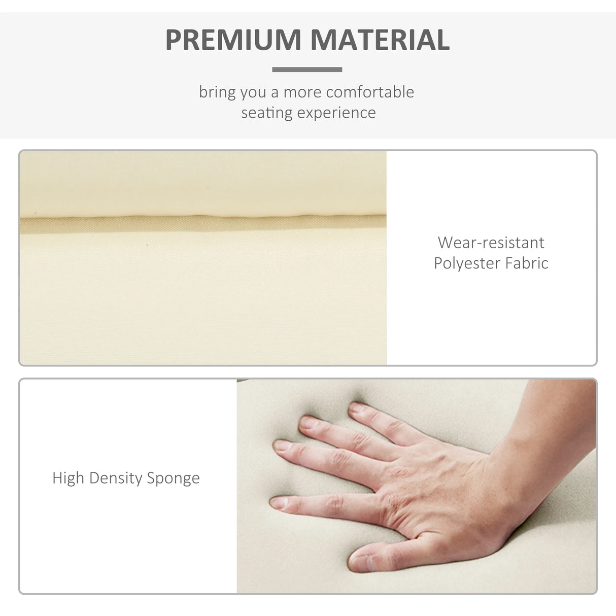 Outsunny Set of 2 Sun Lounger Cushions, Replacement Cushions for Rattan Furniture with Ties, 196 x 55 cm, Cushion ONLY, Cream White