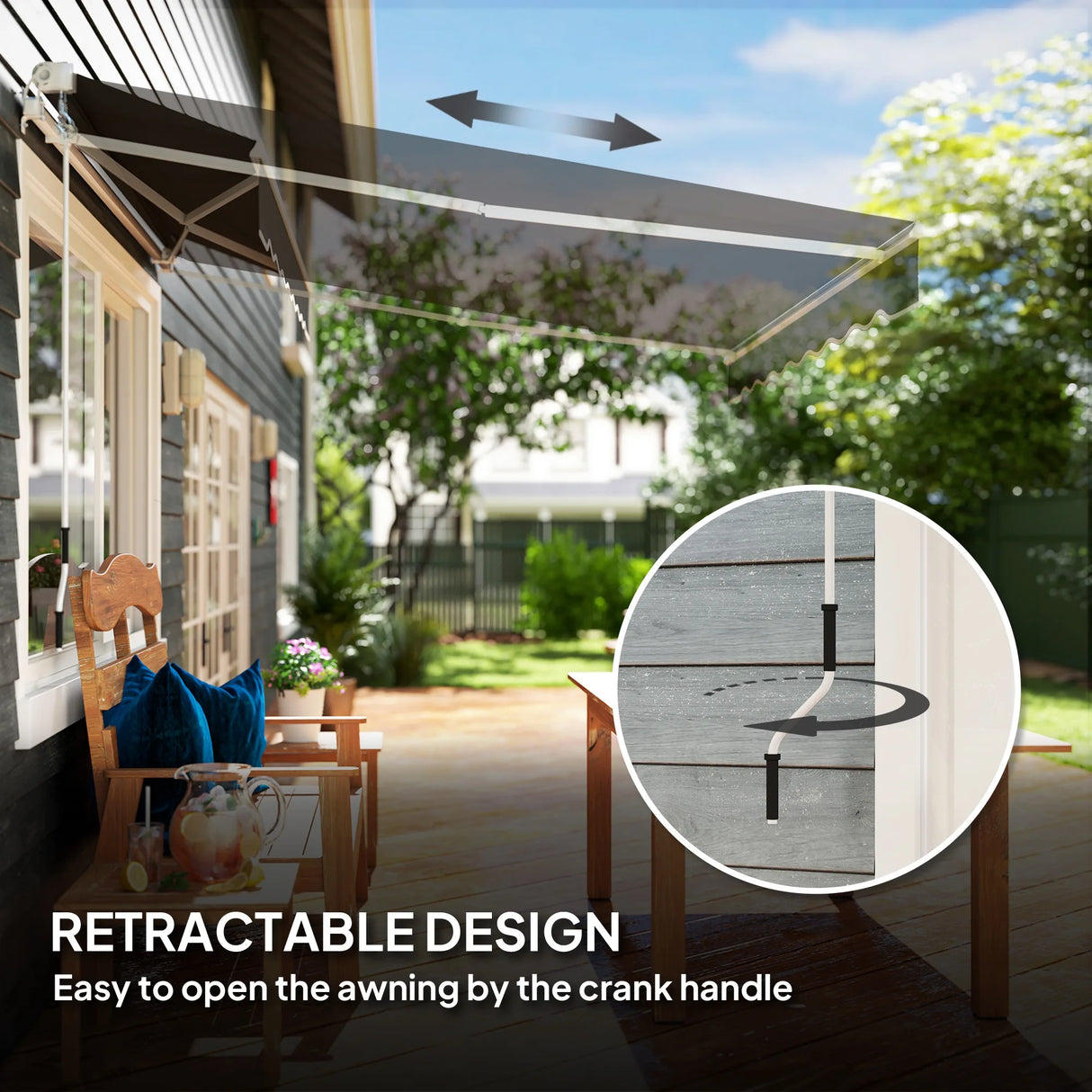 Outsunny Garden Retractable Awning - Black