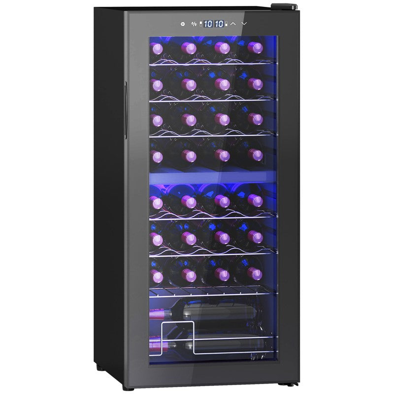 HOMCOM 32 Bottle Dual Zone 5-18C Wine Fridge - Black