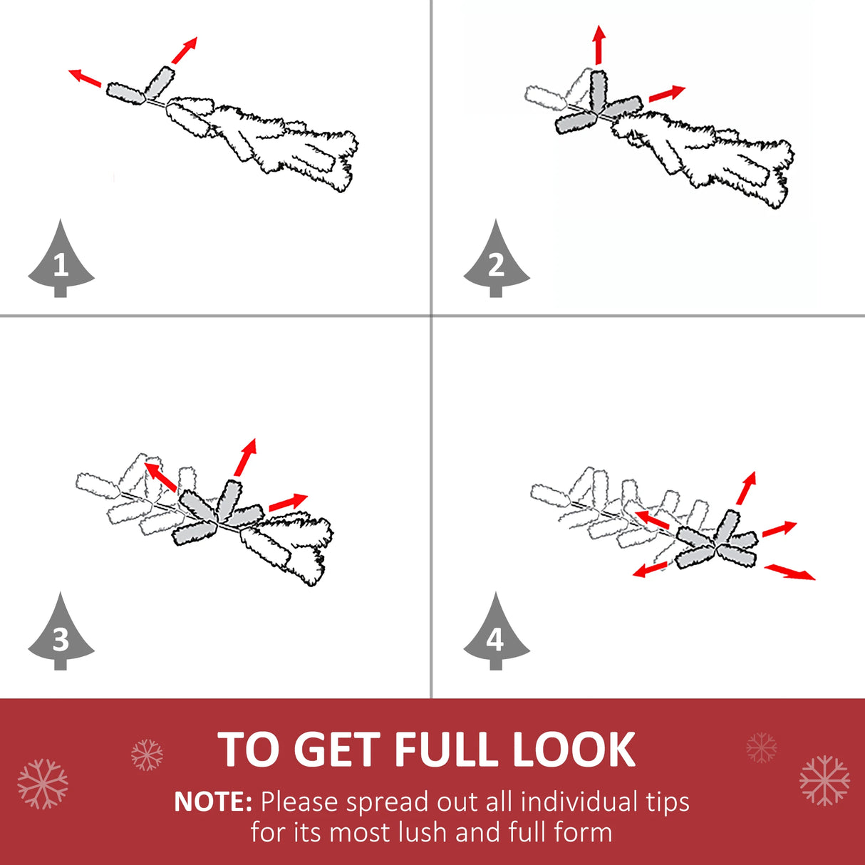 HOMCOM 1.8m 6ft Pre-Lit Christmas Tree Artificial Spruce Xmas Tree Warm White LED Holiday Dcor with Metal Stand