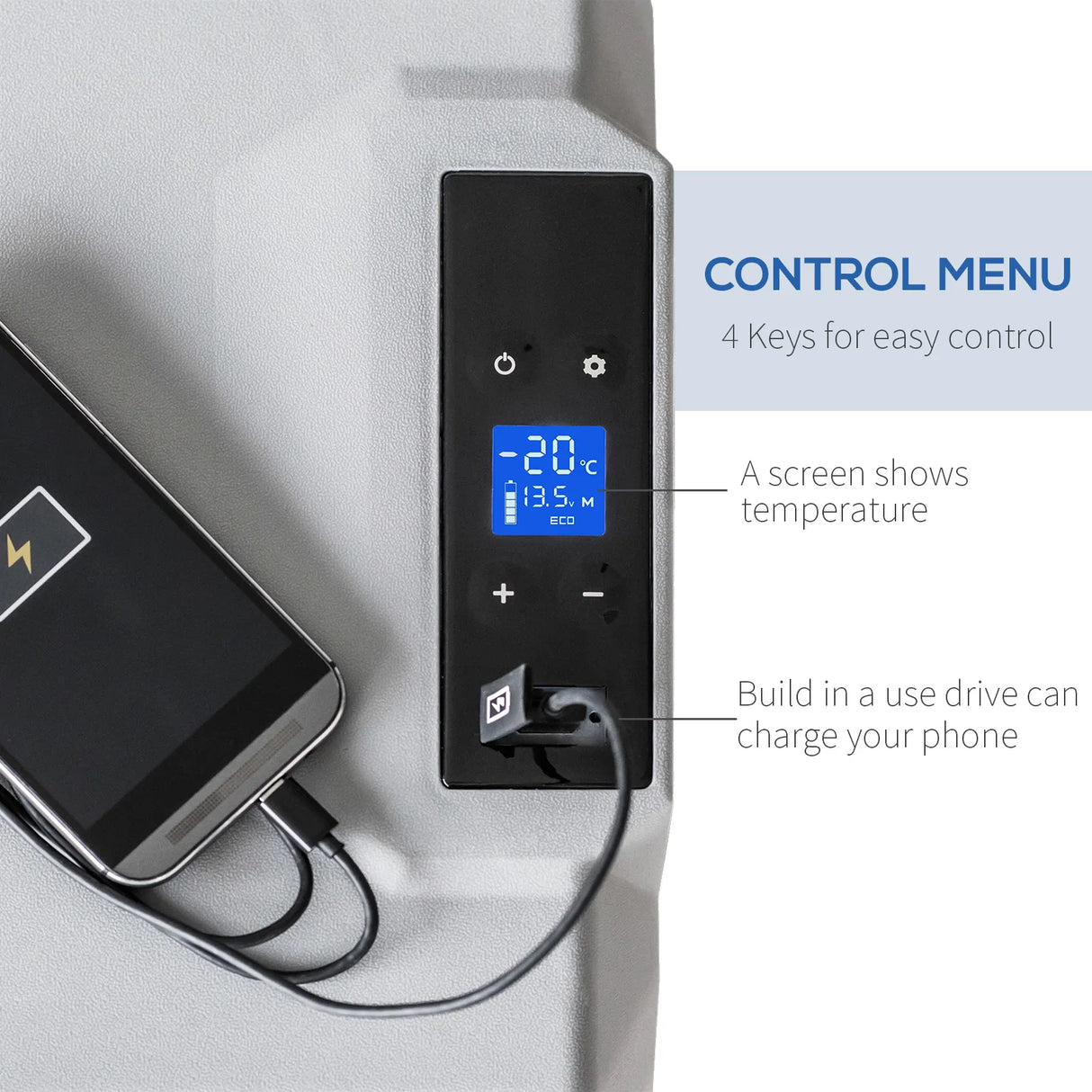 HOMCOM Car Refrigerator, Portable 12/24V 50 Litre Compressor Fridge Freezer, Electric Cooler Box for Camping, Travel, Picnic, Down to -20