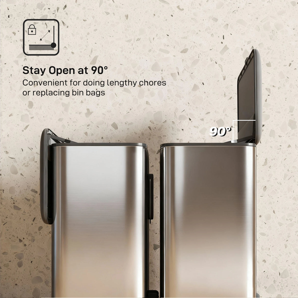 HOMCOM 8L Hanging Kitchen Bin, Rubbish bin with Lid and Removable Inner Bucket for Under Cabinet Door, Under Sink, Office