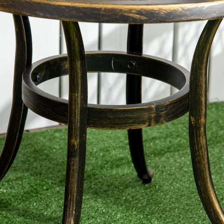 Outsunny Outdoor Garden Table, Cast Aluminium Patio End Table with Anti-slip Foot Pads for Garden, Patio, Balcony, 60 x 52.5cm, Bronze