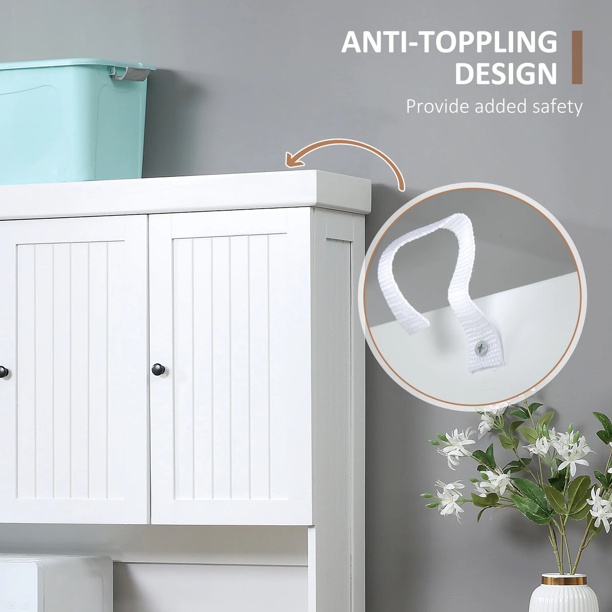 HOMCOM 180cm Freestanding Kitchen Cabinet, Modern Storage Cupboard with Open Countertop, Drawer and 6 Doors, White