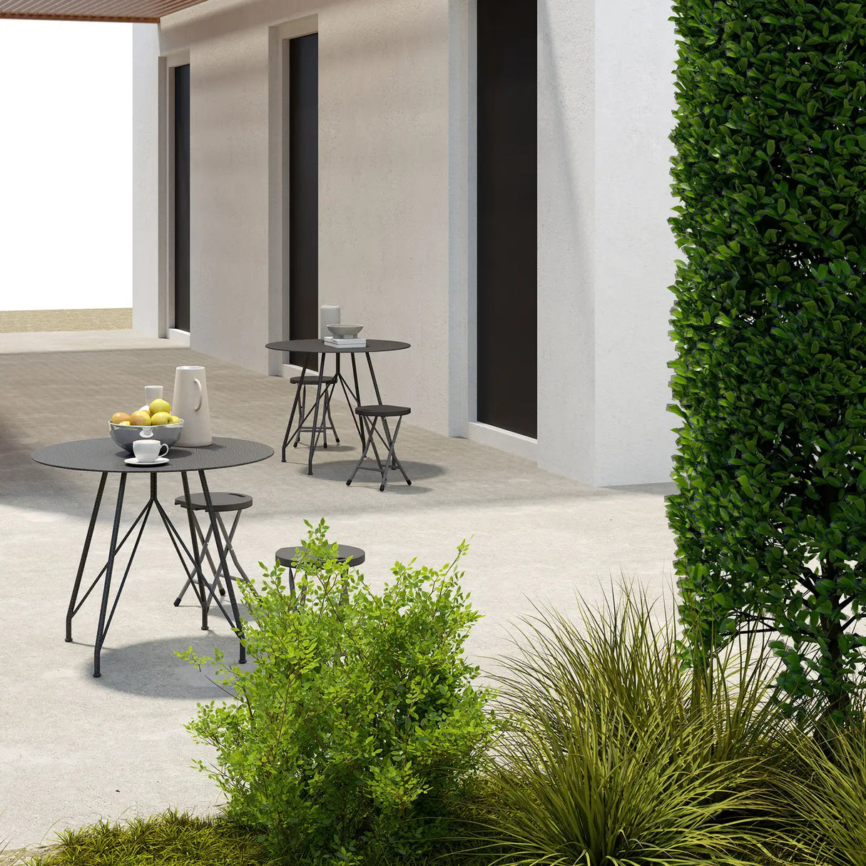 Outsunny Set of Four Folding Carry Stools - Charcoal Grey