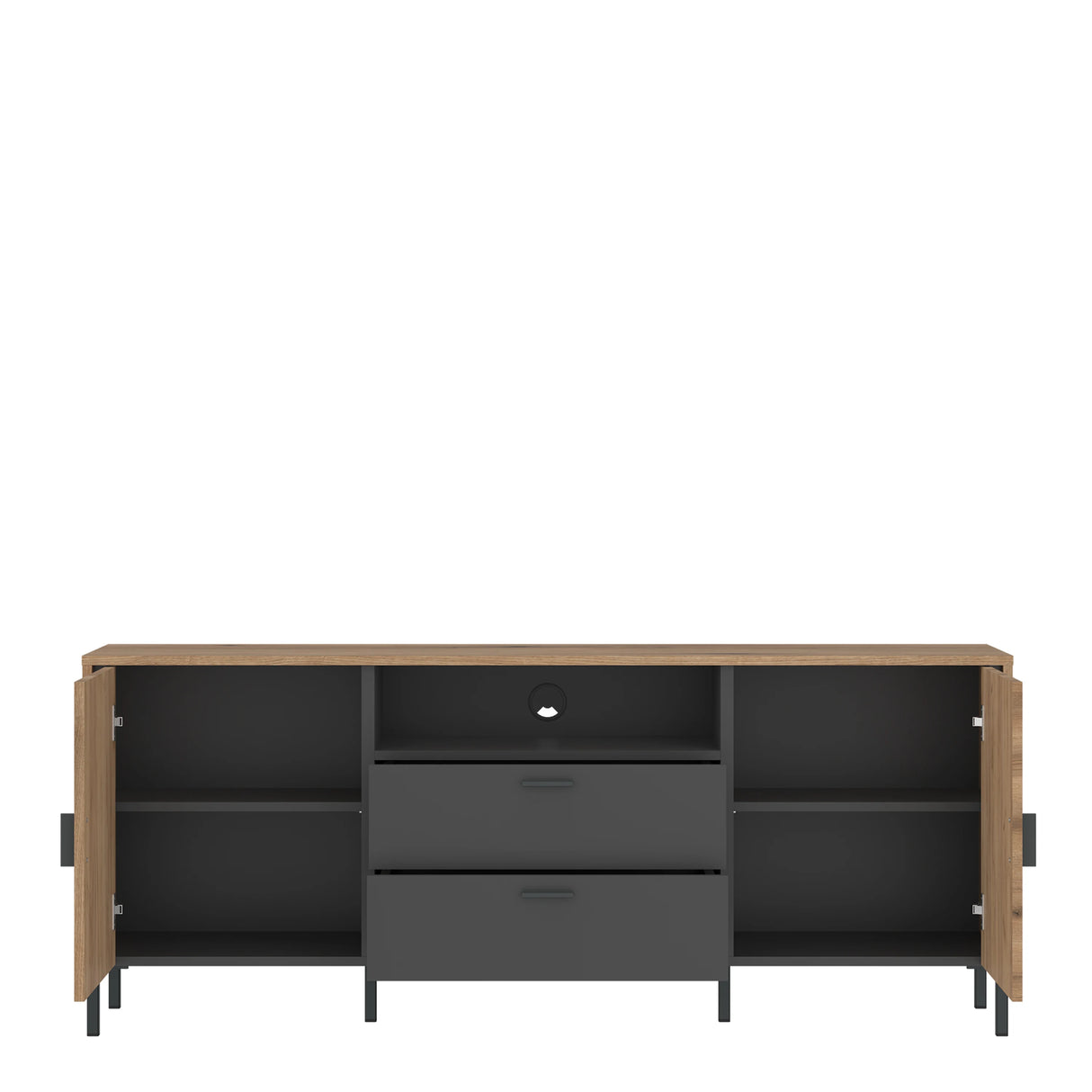 Arundel TV Cabinet 2 Door 2 Drawer 158cm Wide in Oak/Grey