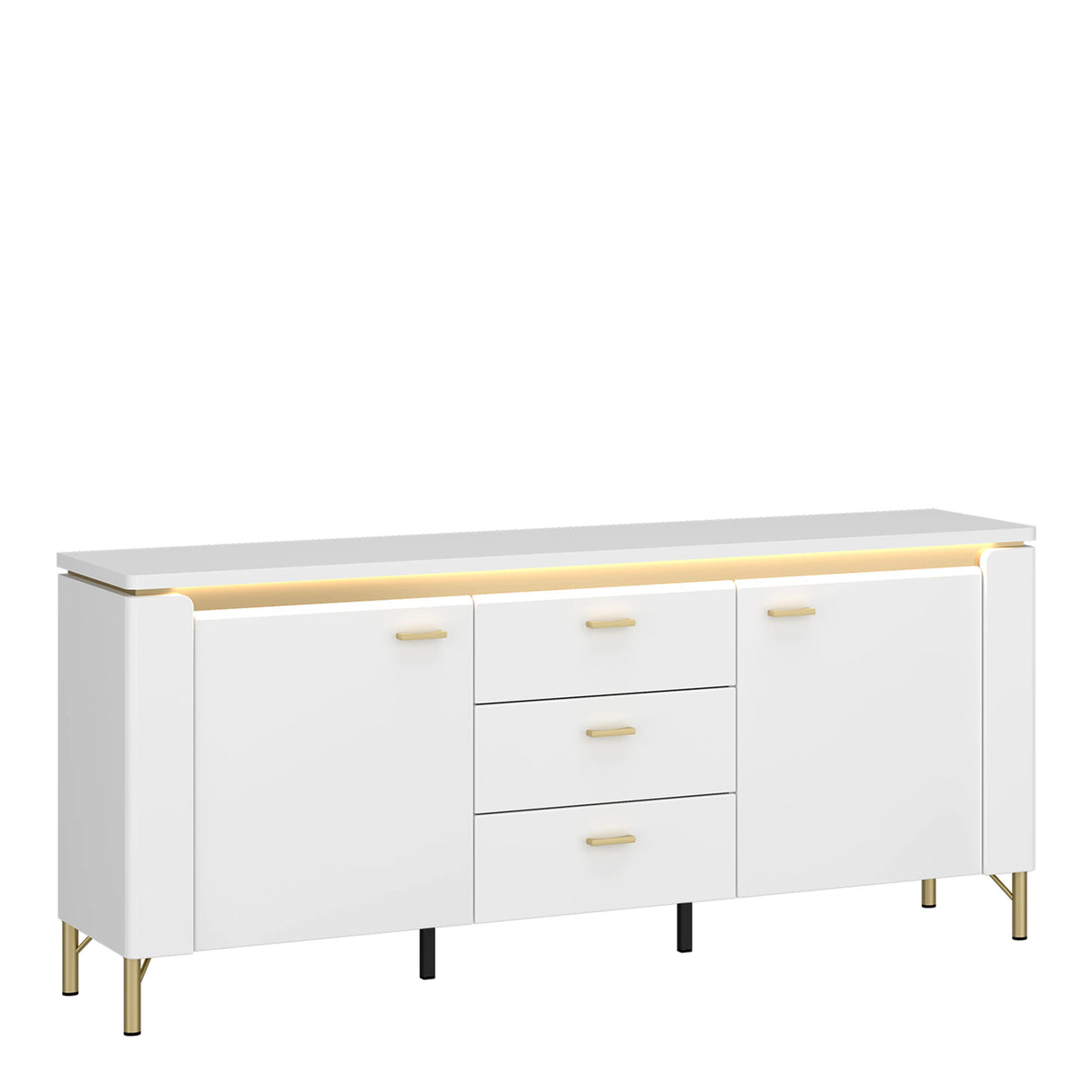 Lazio TV Cabinet 2 Door 3 Drawer in Alpine White/White Gloss