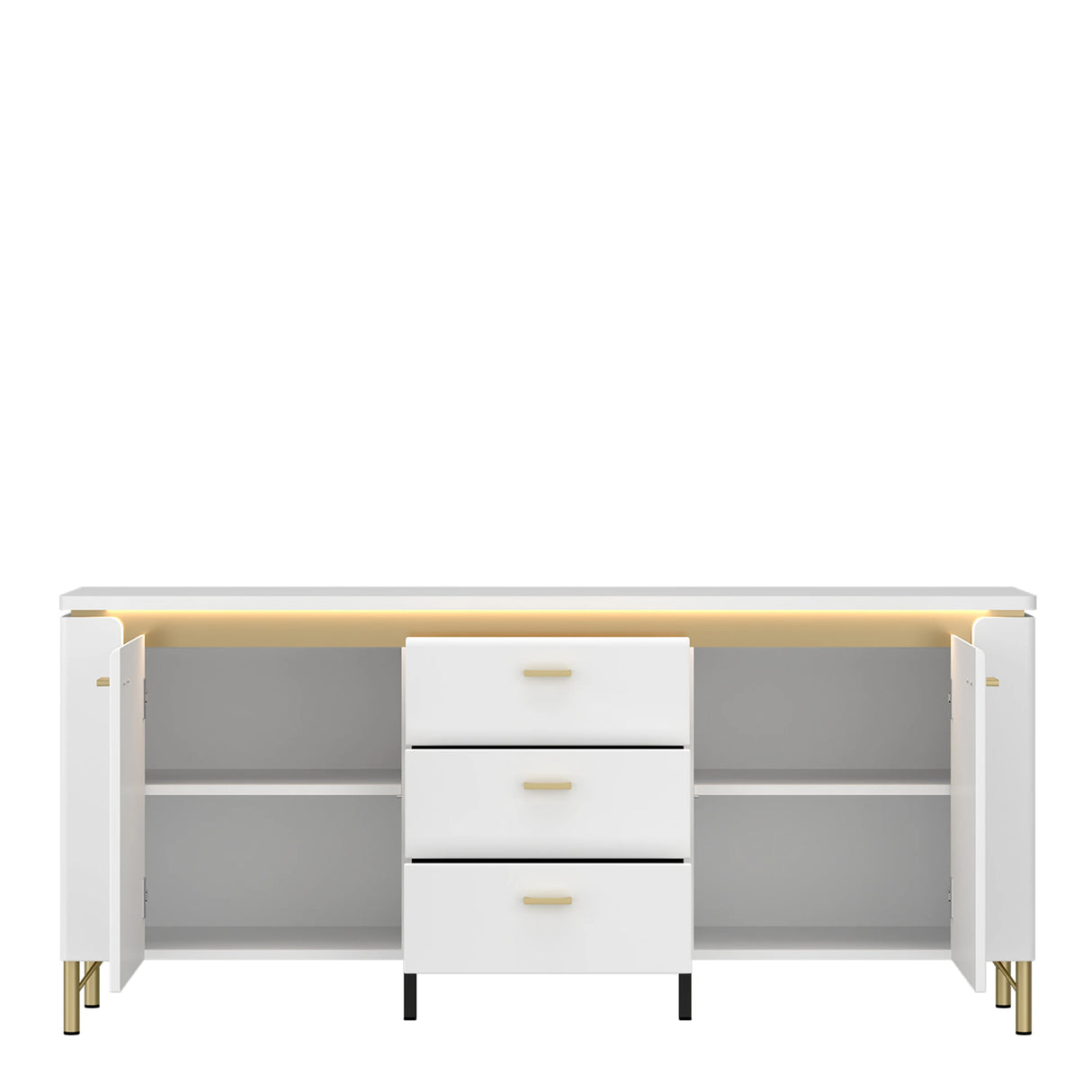 Lazio TV Cabinet 2 Door 3 Drawer in Alpine White/White Gloss