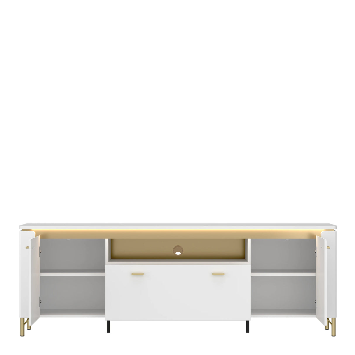 Lazio TV Cabinet 2 Door 1 Drawer in Alpine White/White Gloss