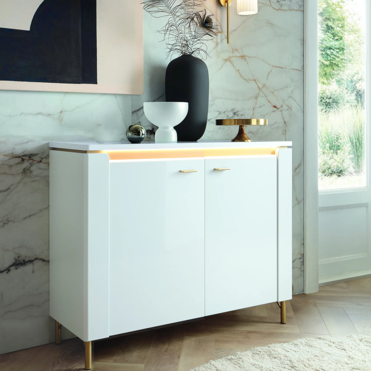 Lazio Sideboard 2 Door in Alpine White/White Gloss