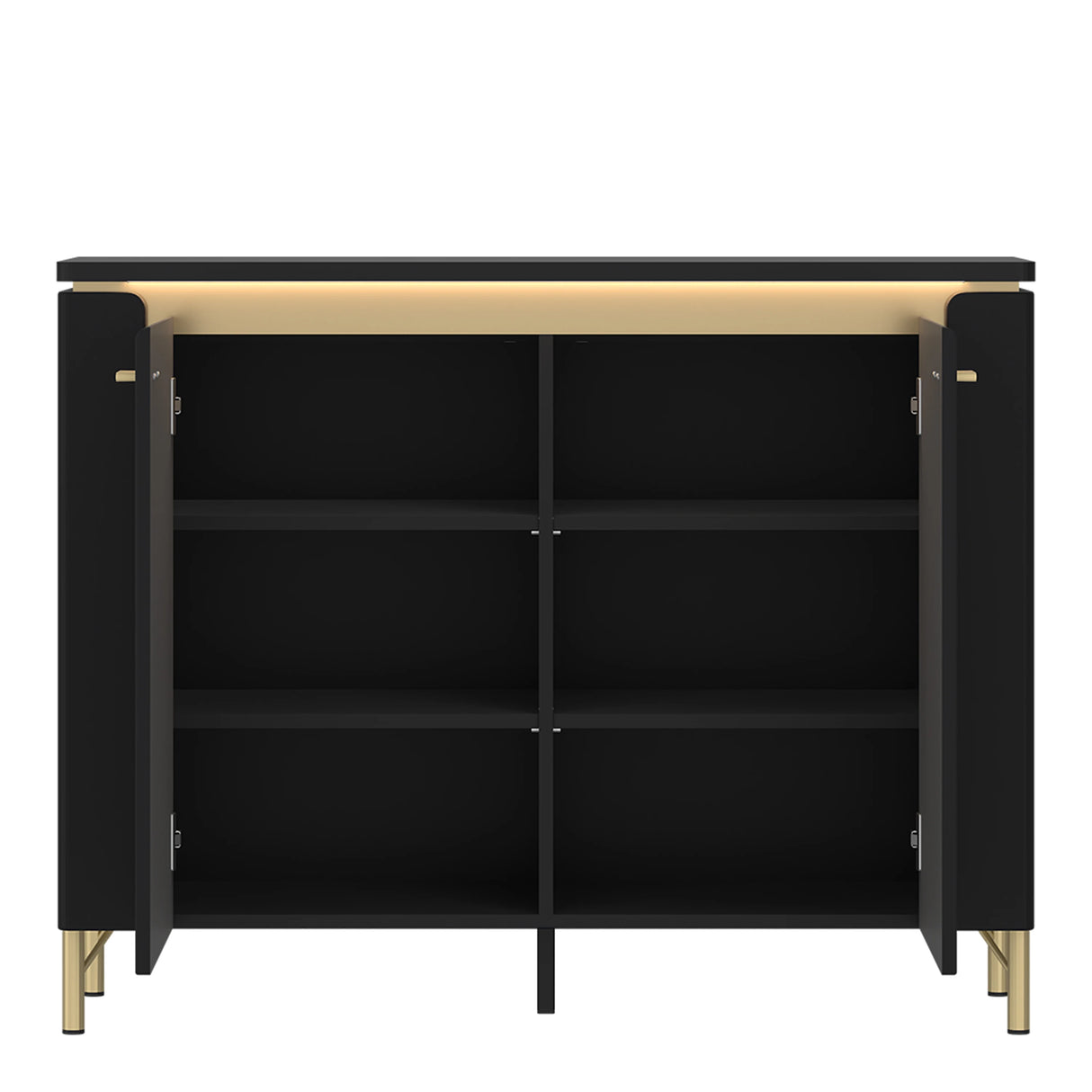 Genoa Sideboard 2 Door in Black Matt/Gold