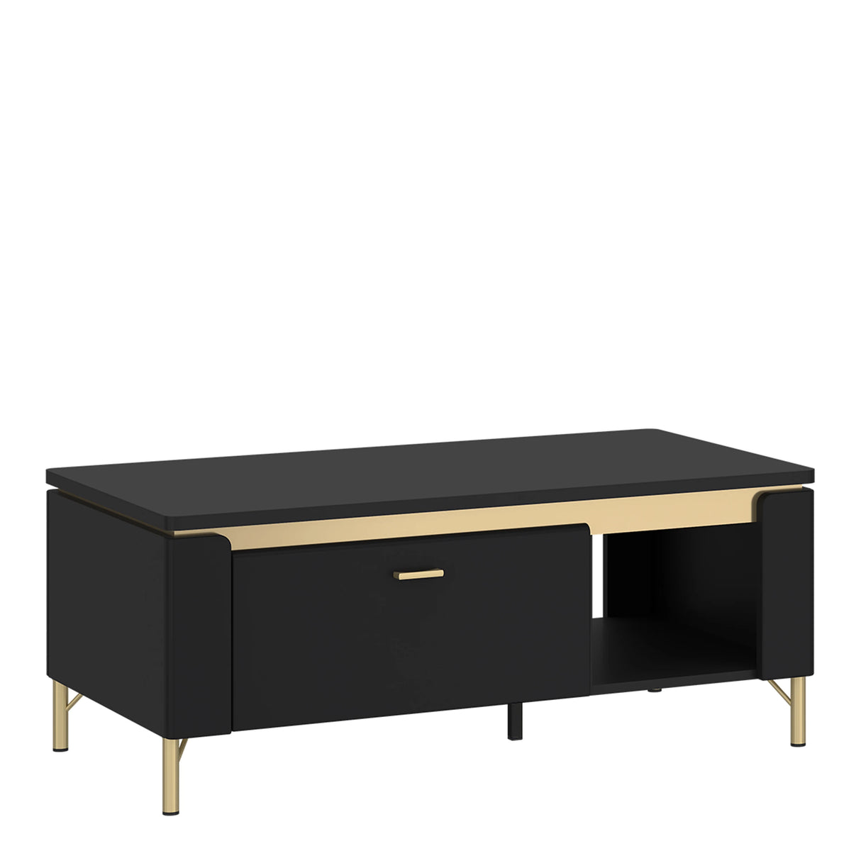 Genoa Coffee Table 1 Drawer in Black Matt/Gold