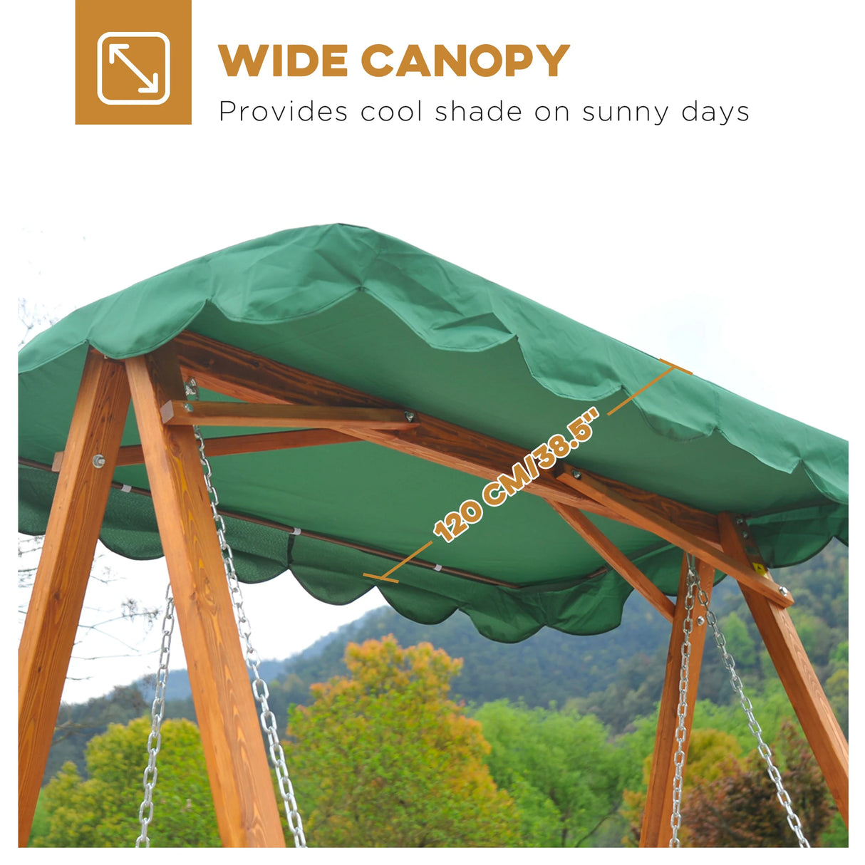 Outsunny 3-Seater Pinewood Swing Chair-Green