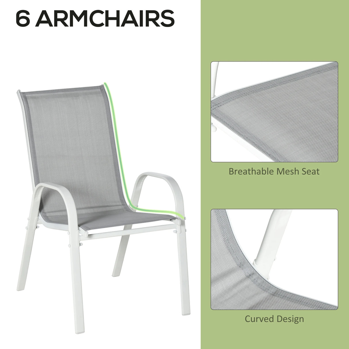 Outsunny Seven-Piece Outdoor Dining Set - Grey