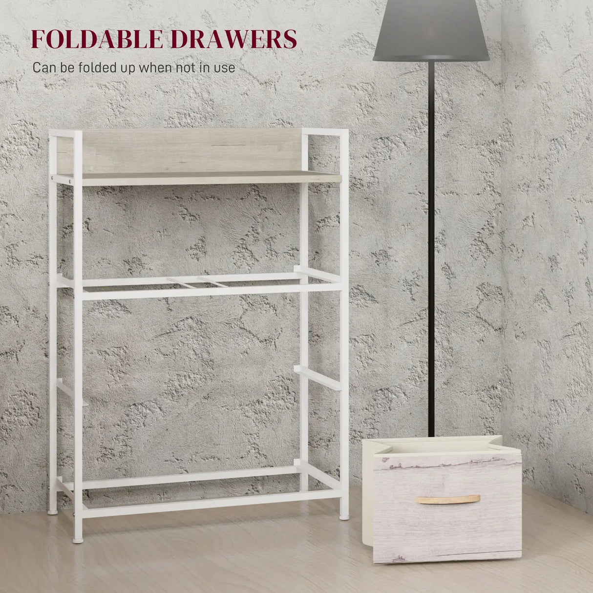 HOMCOM Rustic Chest of Four Fabric Drawers - Black