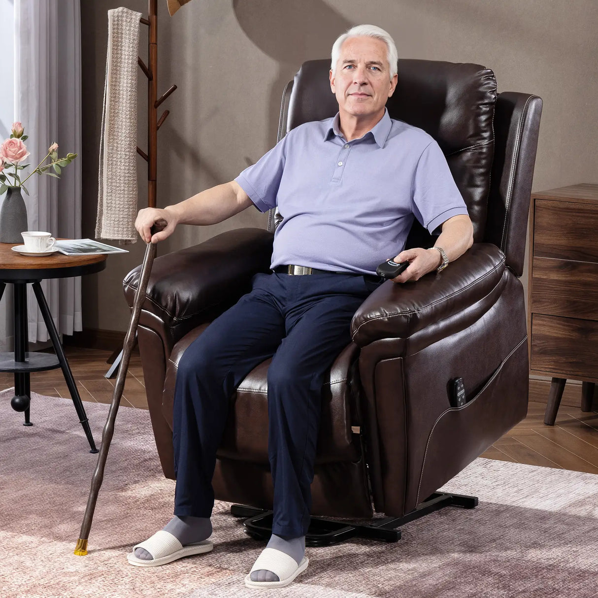 HOMCOM Power Lift Recliner Chair with Vibration Massage, Heat, USB - Brown